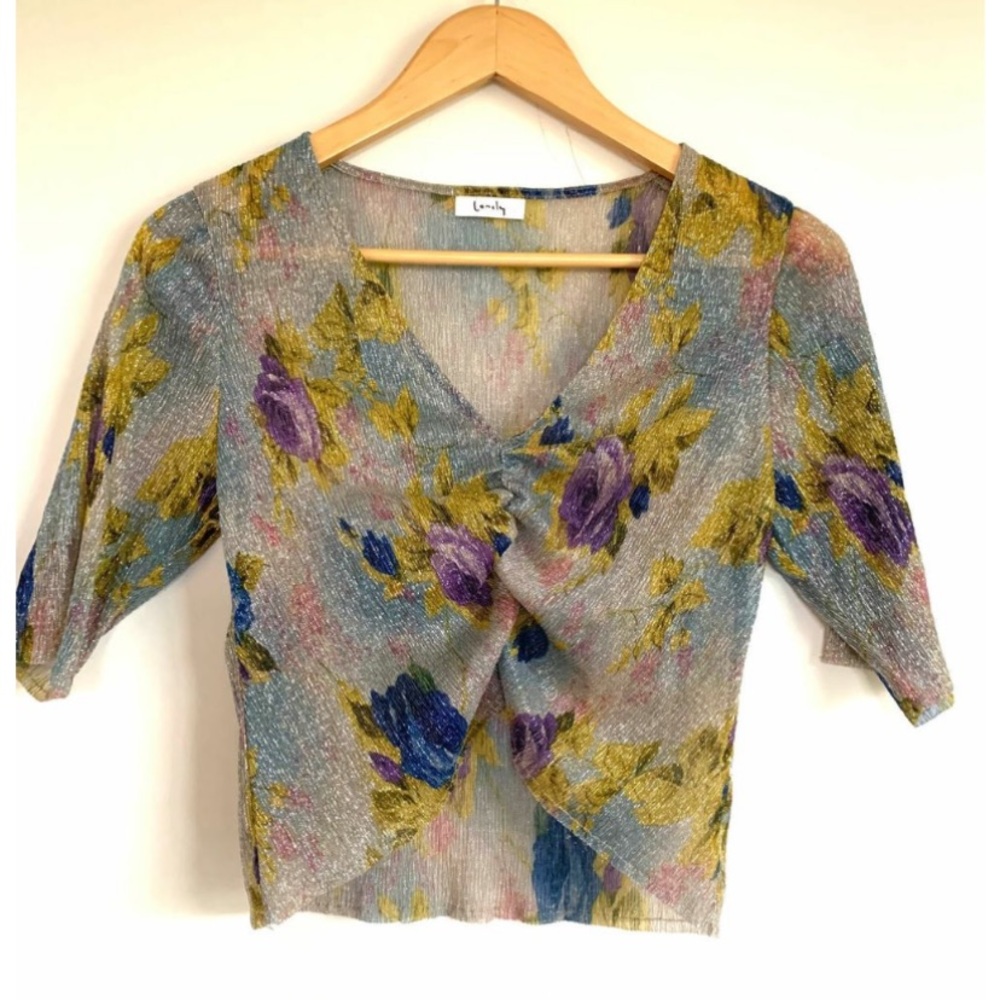 Lonely Label Sheer Metallic Crop Top size S
